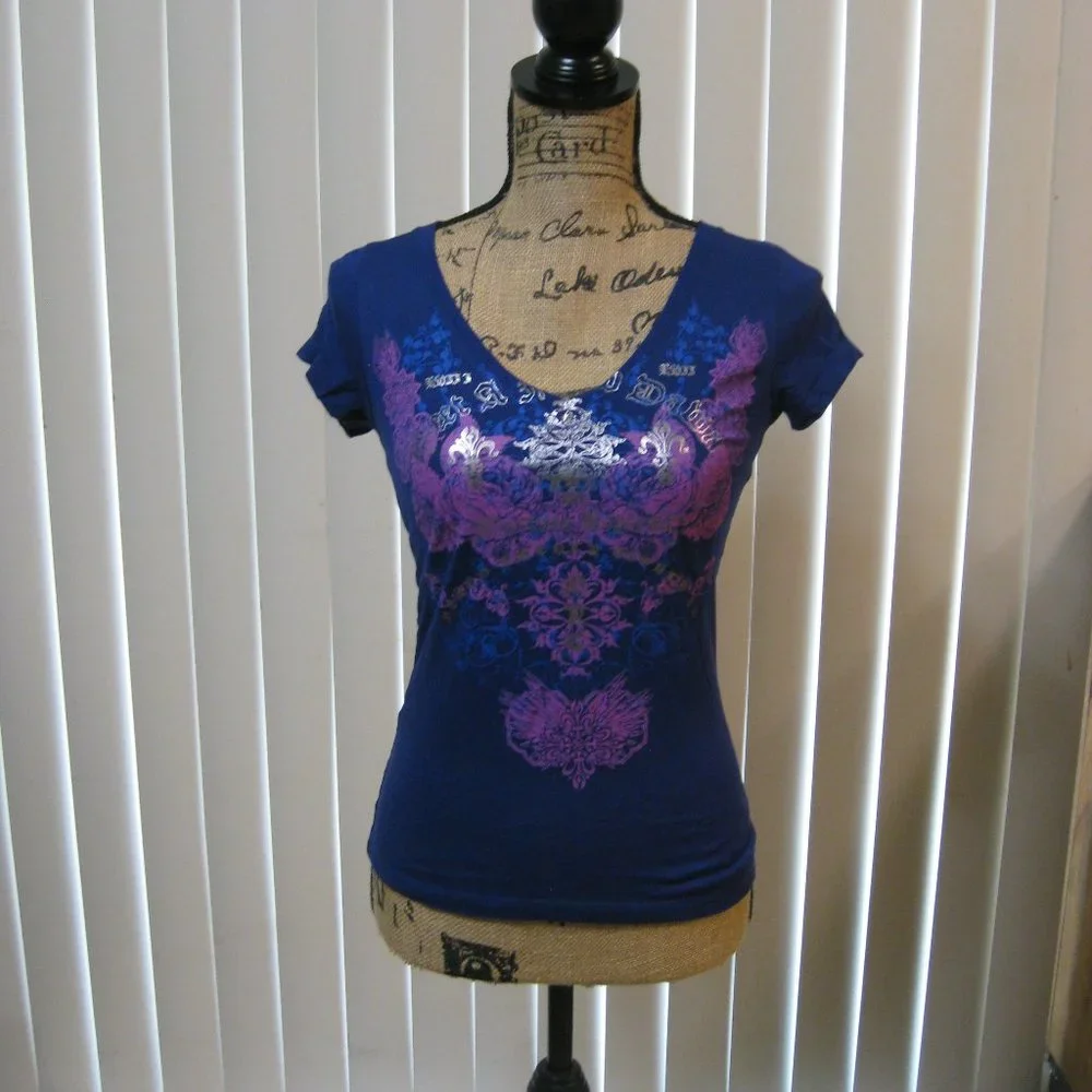 NWOT Express purple graphic tee t shirt top XS extra small